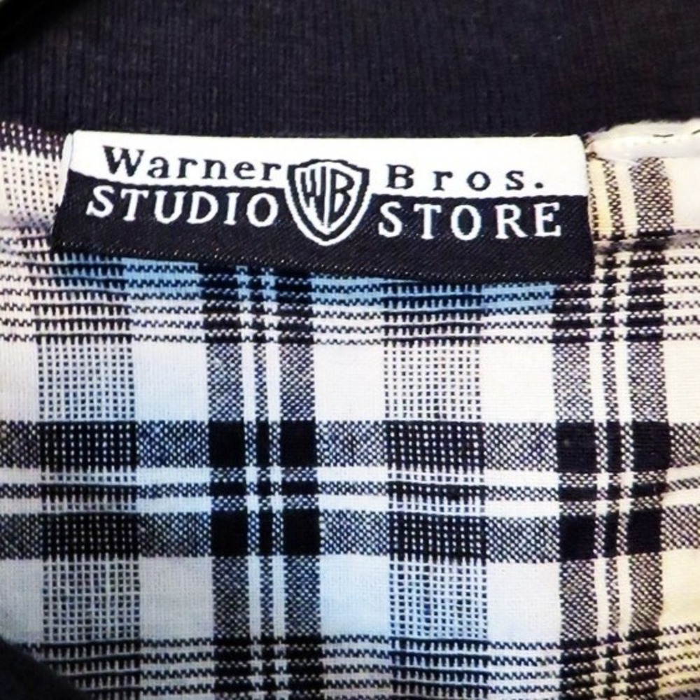VTG Warner Bros Studio Tweety Bird S/M Plaid Zip Shirt Embroidered Looney Tunes - Picture 8 of 8